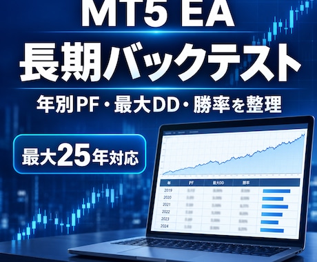 MT5のEAを長期バックテストしますます 年別PF・最大DD・勝率まで見やすく整理 イメージ1