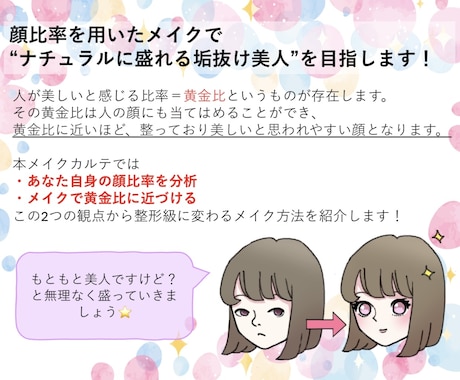 黄金比による整形級！垢抜けメイクカルテ作成します 顔出しモデルにご協力頂ける方限定価格にてご提供！ イメージ2