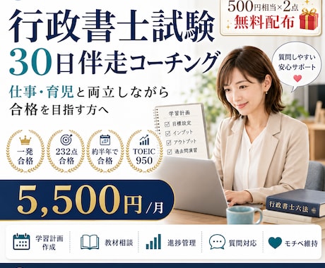 忙しい方の行政書士試験学習を30日間支えます イメージ1