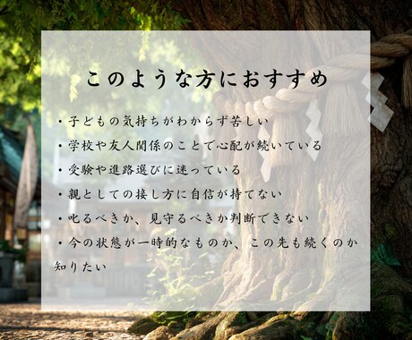 お子様の本音を霊視し、いま必要な導きをお伝えします どうすればいいか迷ったときに今取るべき選択を明確にします イメージ2