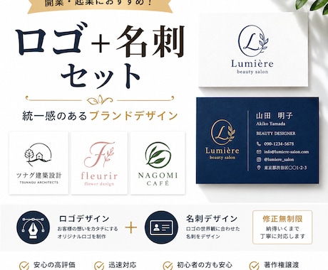 あなたの会社・お店のロゴ＋名刺を作成します 開業・起業におすすめのセットプランです イメージ1