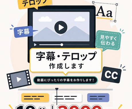 動画字幕・テロップ作成します 見やすく丁寧！カット編集対応してます！ イメージ1