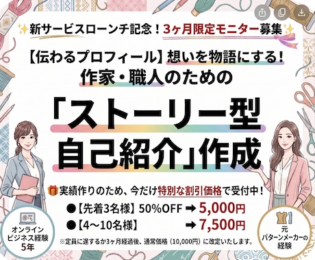 想いを物語に！作家・職人向けプロフィール作成します ものづくり専門ライターがあなたのこだわりと想いを言語化！ イメージ1