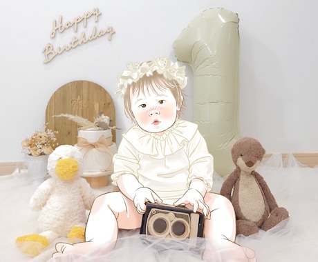 似顔絵×写真のお洒落なふんわりイラストお描きします 背景は写真のまま！思い出のお写真をさらに素敵に可愛くします♡ イメージ2