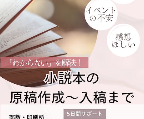 女性向け | 初めての小説・同人誌をサポートします 初めての同人誌作りを応援！原稿作成〜印刷所入稿をサポート！ イメージ1