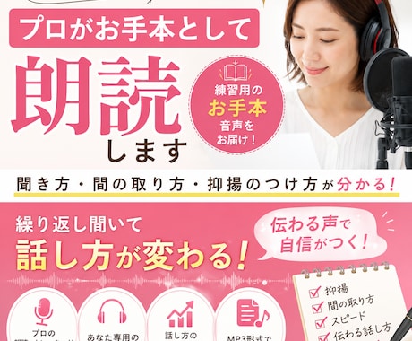 あなた専用！セミナー台本のお手本音声を収録します 話し方は、聞いて真似ることで上達します。 イメージ1