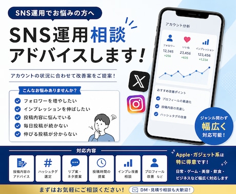 SNS運用相談・アドバイスします インプレ改善や運用相談対応します! イメージ1