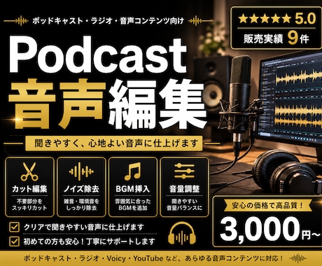 ポッドキャスト/ラジオの音声編集をします 音楽クリエイターによる音声編集をお届け！ イメージ1
