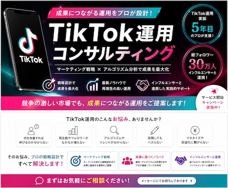 SNSのプロがTikTokをコンサルします 総フォロワー30万人インフルエンサーとプロマーケターのタッグ イメージ1