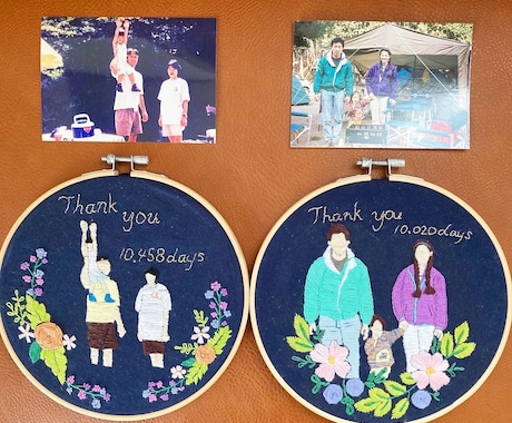 世界に一つだけの両親贈呈品を作ります 家族写真をもとに刺繍のプレゼントを作ります イメージ1
