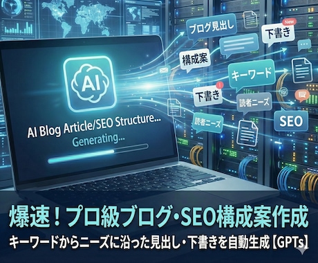 ブログ記事・SEO構成案作成専用GPTs提供します 最短10秒！悩まず書ける！SEO記事構成をAIが即作成 イメージ1
