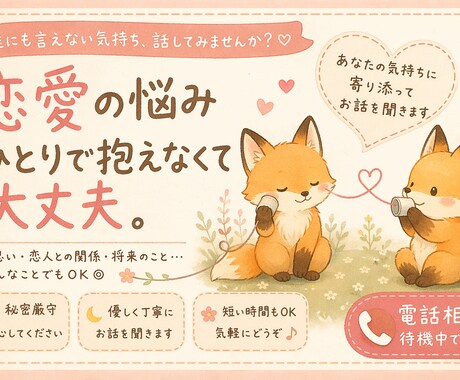 恋愛関係のお悩み▪️不安▪️惚気全て全力で聞きます これって恋？から、お付き合い▪️結婚中の悩み等どんとこい！ イメージ1