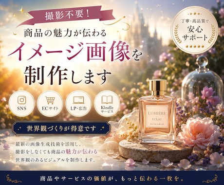 商品の魅力を伝えるイメージを撮影不要で制作します 商品の写真はあるけれど、なんだか魅力が伝わらない… イメージ1