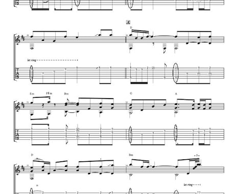 プロギタリストがGソロのタブ譜面を作成代行します 最短2〜3日！耳コピ困難なソロをタブ譜にします イメージ2