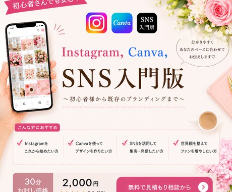 Instagram、canvaお伝えします 集客できるInstagramやcanvaの使い方をレクチャー イメージ1