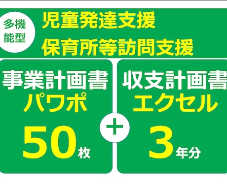 児発・保育所等訪問支援の事業計画書書式を販売します 多機能型！エクセル3年分とパワポ50枚のセット イメージ1