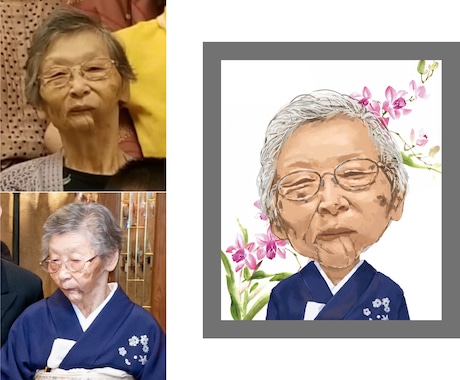 最短当日納品◆遺影写真をイラスト化いたします 良い写真がない・画質が悪い　お悩みはイラスト化で解消できます イメージ2