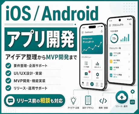 iOS/Androidアプリ開発をサポートします アイデア整理からMVP開発・改修・リリース相談まで対応 イメージ1