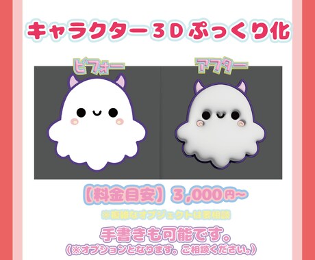 個人様・法人様オリキャラ等を３Dぷっくり化させます アイコンや素材等幅広い用途でお使いいただけます！ イメージ2