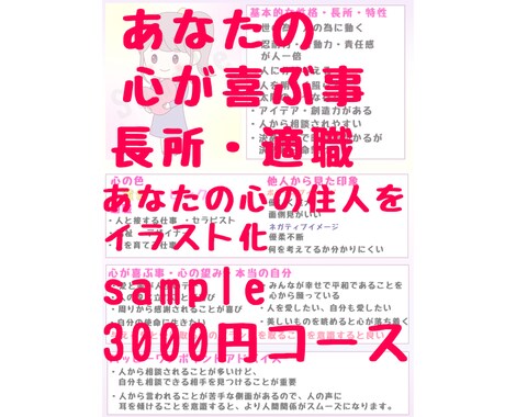 占いを元にあなたの心のオリジナルキャラを描きます 2000円コースよりさらに詳しい内容です イメージ1