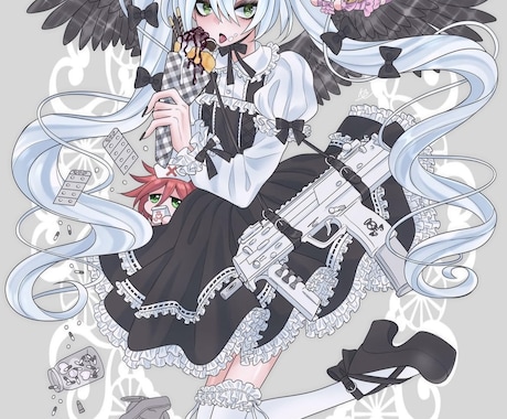 カワイイお洋服を着た女の子/男の子の絵を描きます 病みかわいいイラストで可愛いお洋服を見立てます! イメージ1