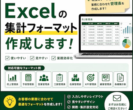 Excel集計フォーマット作成します 使いやすい管理表を作成します！ イメージ1