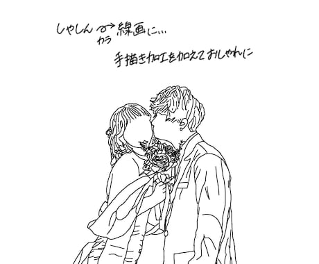 写真を元にシンプルな線画を使って人物画を描きます イメージ1