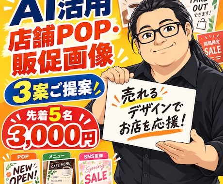 AIを活用し伝わる店舗POPをデザインします 情報を整理し実用レベルの販促画像に仕上げます イメージ1