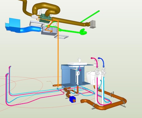 機械設備BIMモデル作成ます Rebro使用施工図作成、納まり検討、VE提案します。 イメージ1