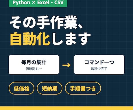 Excel・CSV作業をPythonで自動化します イメージ1
