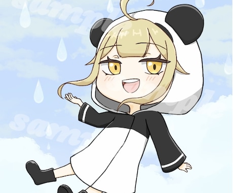 梅雨の時期に合うミニキャラ描きます 動物モチーフの雨具で楽しく梅雨を過ごしませんか？ イメージ1