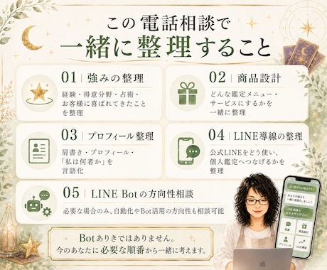 占い師さんの「私の売り」を一緒に言語化します 占い師の強み・商品設計・プロフィール・LINE導線を整理 イメージ2
