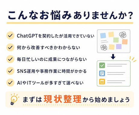 AI活用診断｜業務改善の優先順位を整理します AIを入れる前に本当の課題を見つけます イメージ2