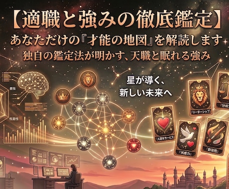 適職と強み・転職のベストタイミングを徹底鑑定します 不安を自信に変える！占い×アドバイスで理想の働き方鑑定 イメージ1