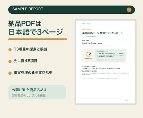 英語の商品説明で足りない情報をチェックします 直す順番と英文ひな型をPDFでお返しします イメージ2