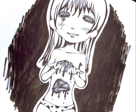 あなたの好きなモチーフでイラストを描きます 病みかわいいをテーマにしています。 イメージ1