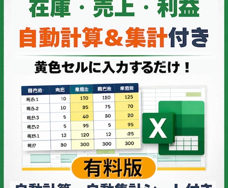 入力だけで分かる棚卸しExcel販売します 在庫・売上・利益がすぐ分かるシンプル管理シート イメージ1