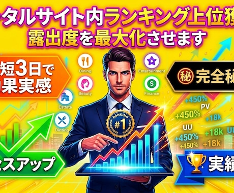 掲載価値を最大化★ポータルランクアップ対策します 埋もれた情報を上位へ引き上げ独自のノウハウで集客を最大化！ イメージ1
