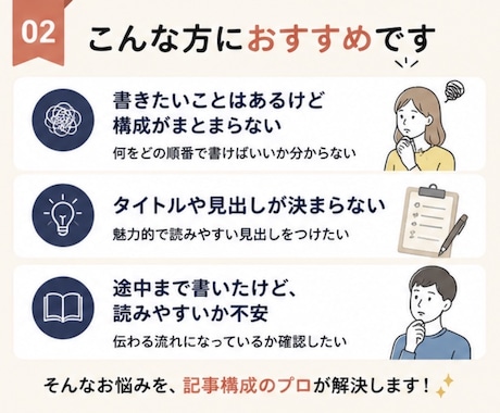 note・ブログの記事構成を整えます タイトル・見出し・流れを読みやすく整理します イメージ2