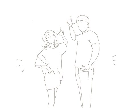 お写真をもとに3枚の線画をお描きします 【3枚で3000円!】お直しOK!着色文字入れもOK! イメージ2