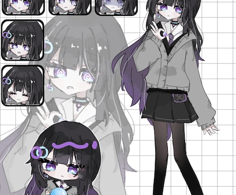 表情差分3種＋ミニキャラ無料！立ち絵作成いたします TRPG、ゲーム、動画配信など！可愛い立ち絵が得意です イメージ2