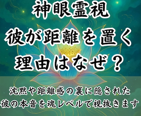 なぜ彼は距離を置いたの？その理由を霊視で紐解きます 〜沈黙や距離感の裏に隠された彼の本音を魂レベルで視抜きます〜 イメージ1
