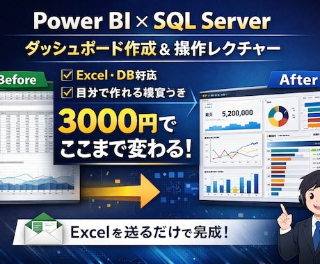 ExcelやSQLServerデータ可視化します Power BI×SQL Serverでダッシュボード開発 イメージ1