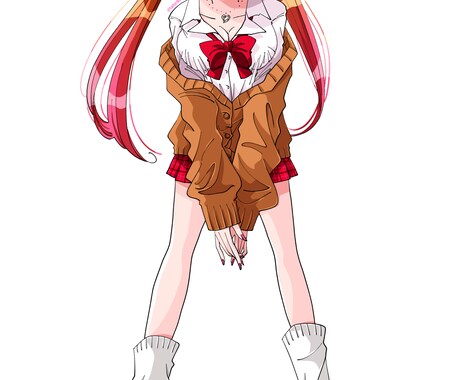 白背景全身美少女描きます ファッションイラストなどに！レトロテイストが目を惹きます イメージ1