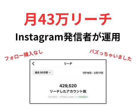 リーチ数43万件の僕が代行運用します 現役Instagram発信者の僕が代行運用します イメージ1