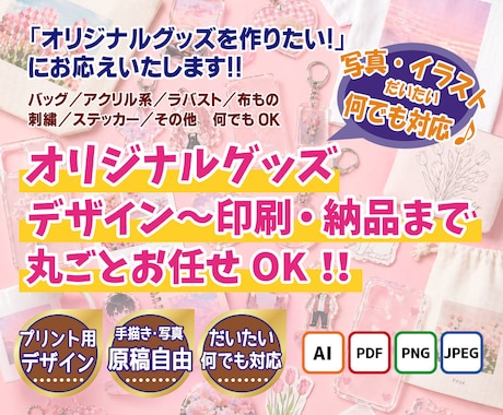 アクキー・Tシャツ等グッズ制作〜発送まで対応します オリジナルグッズデザイン〜印刷・納品まで丸ごとお任せOK！ イメージ1