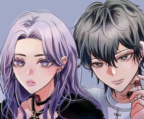 可愛くてかっこいい自然なペア画アイコン描きます SNS やプレゼントに