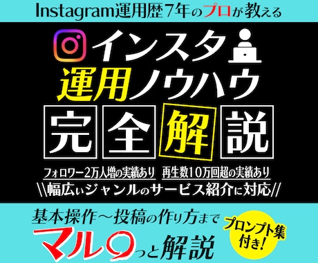 プロが初心者向けインスタ運用ノウハウ完全解説します 【インスタ運用歴7年】すぐに使えるChatGPTプロンプト付 イメージ1