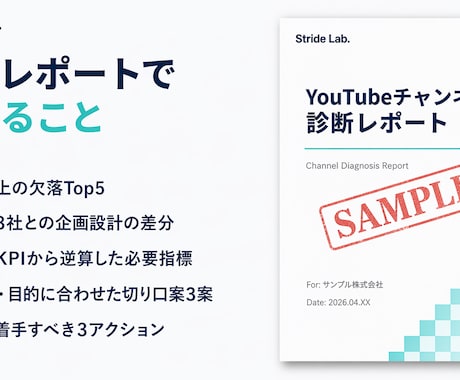 YouTubeチャンネル診断で原因特定します 【無料PDF 配布中】 現役ディレクターが業種×目的で診断 イメージ2