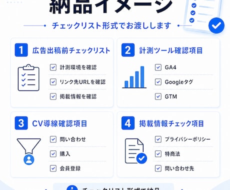 広告出稿前の計測・導線設定を整理します GA4・タグ・CV計測の確認漏れを防ぎます イメージ2